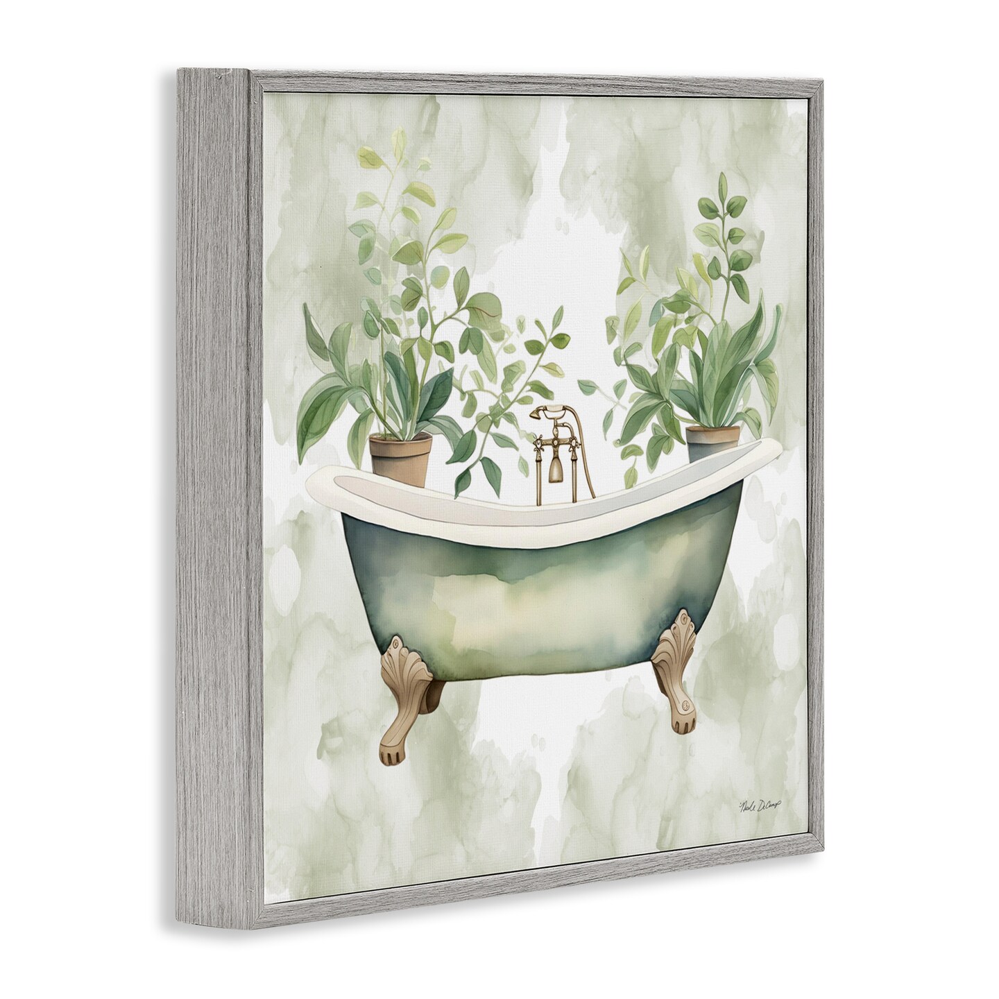Stupell Industries Bath Oasis with Greenery Framed Giclee, design by Nicole DeCamp