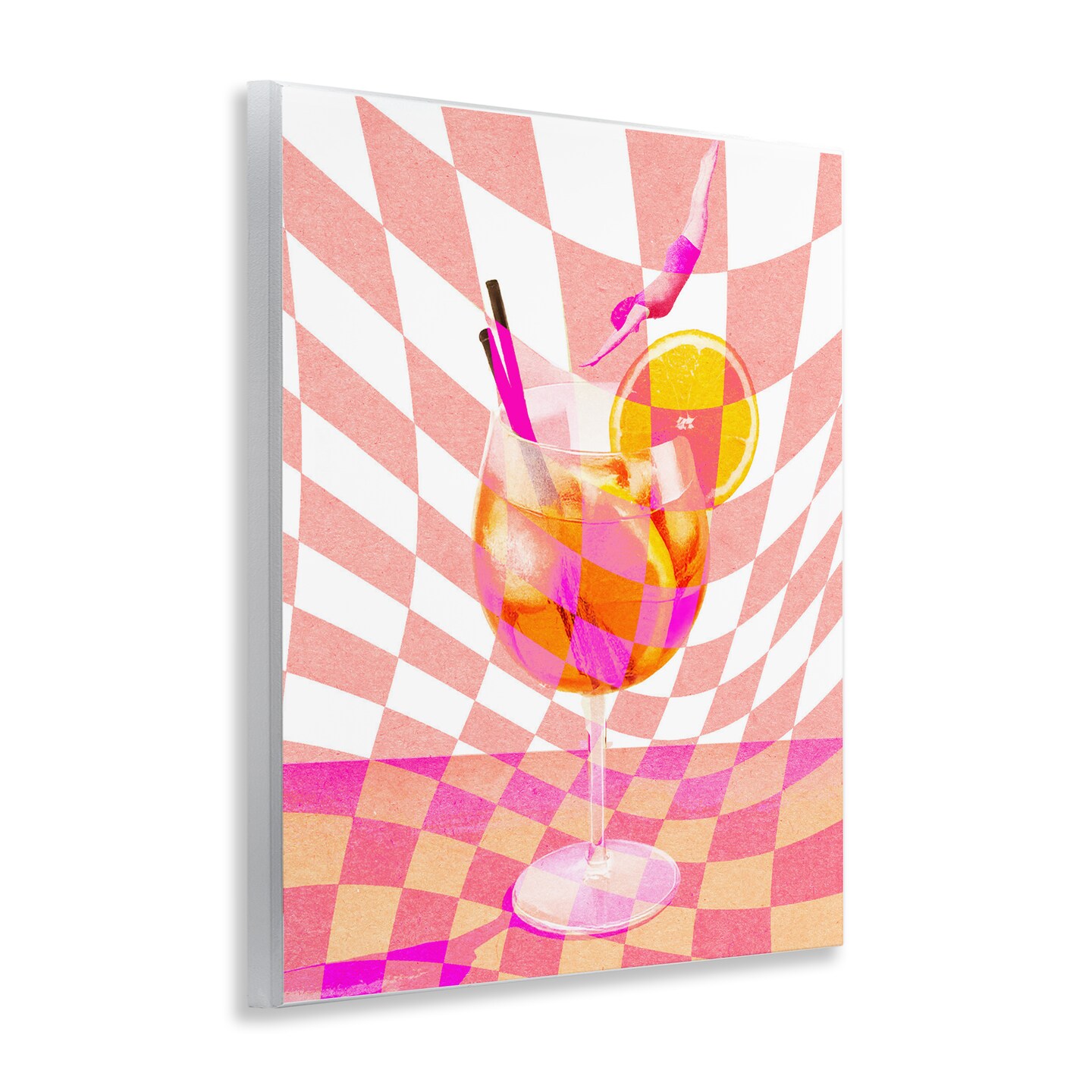 Stupell Industries Retro Checkered Summer Cocktail Wall Plaque, design by Lil' Rue