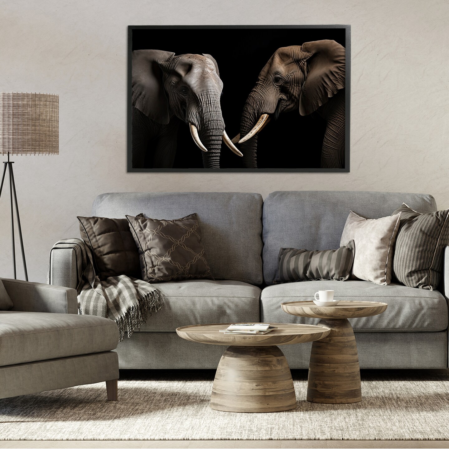 Stupell Industries Pachyderm Elephant Pair Framed Giclee, design by Decent Exposures