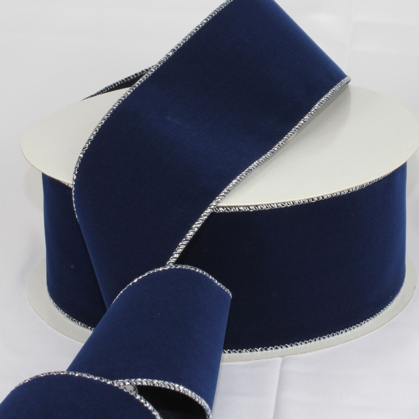 The Ribbon People Navy Blue and Silver Wired Craft Ribbon 3" x 50 yards