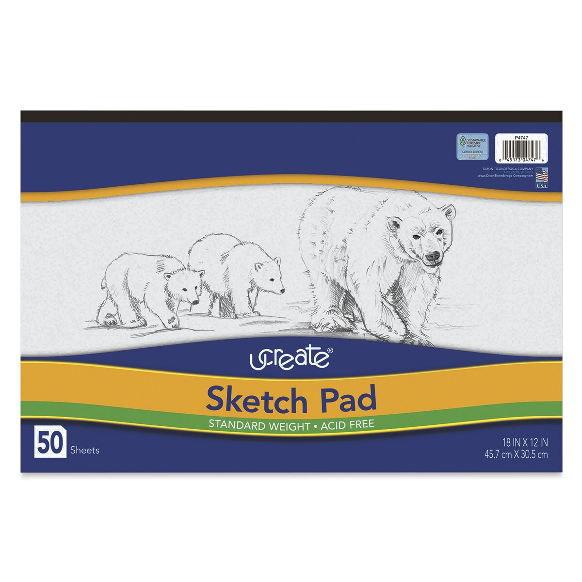 Pacon UCreate Sketch Pad - 18&#x22; x 12&#x22;, 50 Sheets