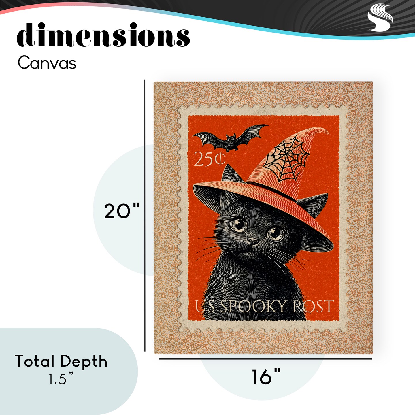 Stupell Industries Vintage Black Cat Stamp Canvas, design by Arlington Prints