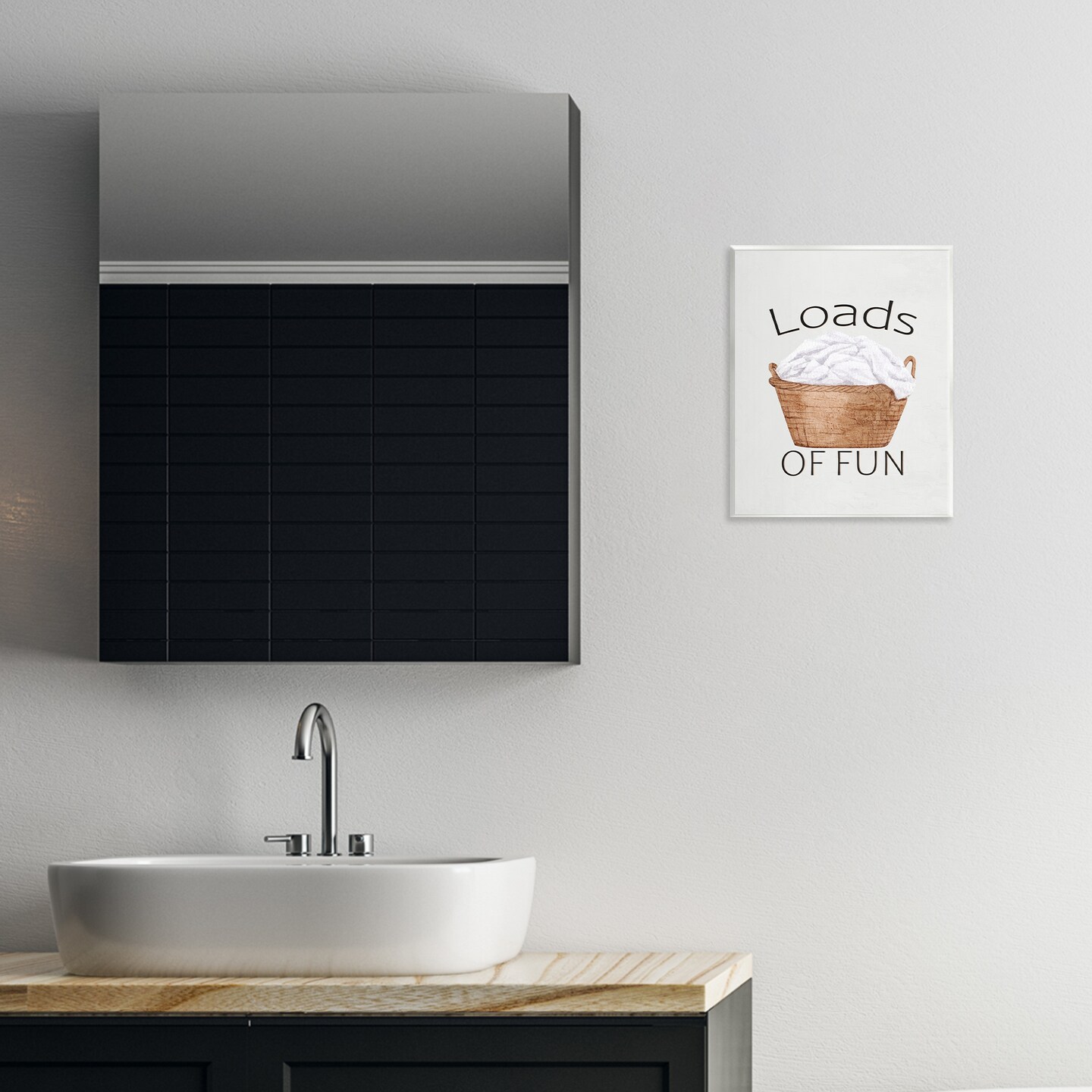 Stupell Industries Loads Of Fun Laundry Basket Wall Plaque, design by Kim Allen