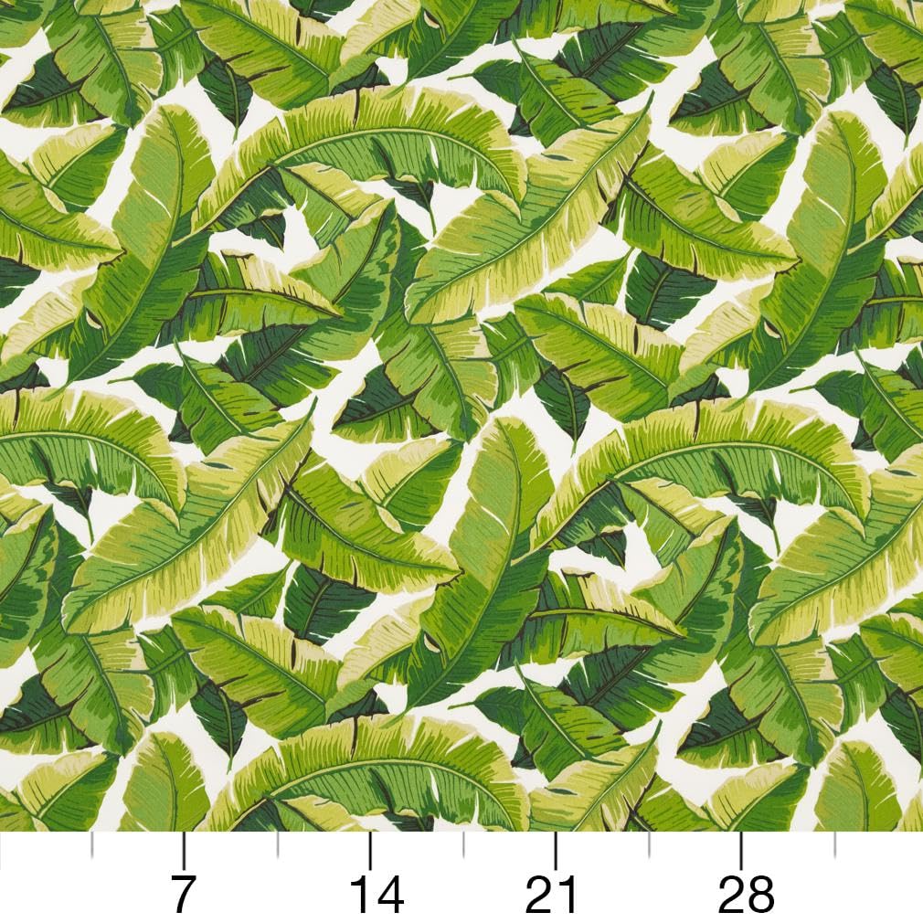 Green Stain Resistant Performance Pet Friendly Leaves Botanical Print Upholstery Fabric by The Yard - SKU: Irene Palm