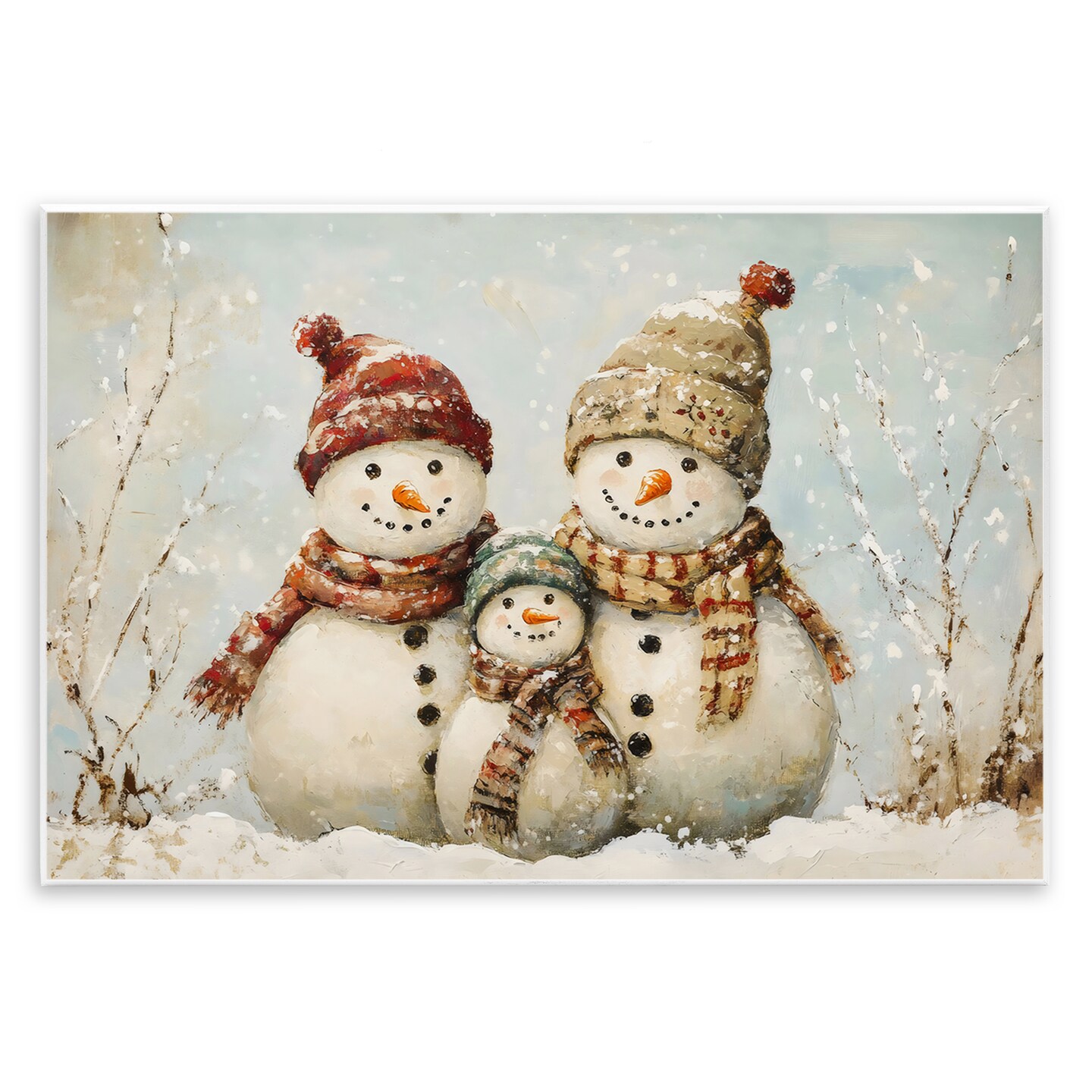 Stupell Industries Snowman Family Of Three Wall Plaque, design by Petal Prints Design