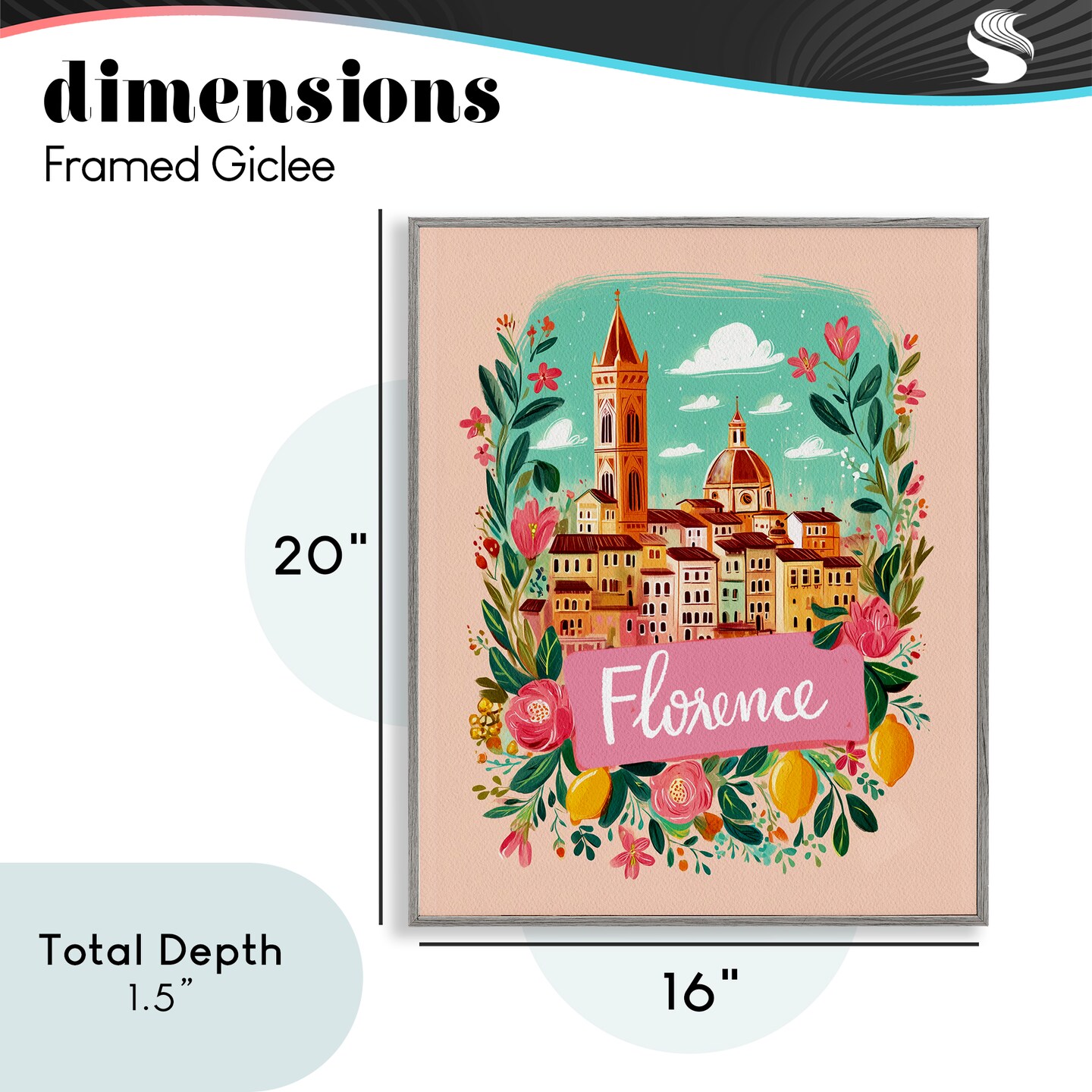 Stupell Industries Floral Bordered Florence Framed Giclee, design by Yen