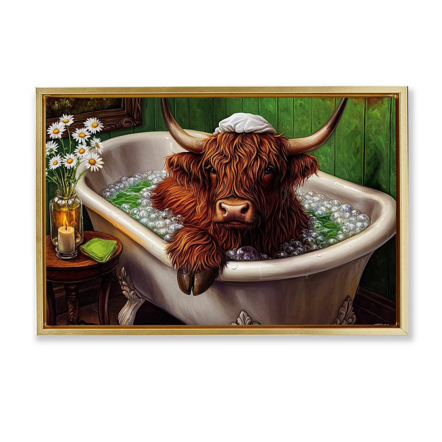 Stupell Industries Highland in Candle Lit Bubble Bath Floating Frame, design by Momart