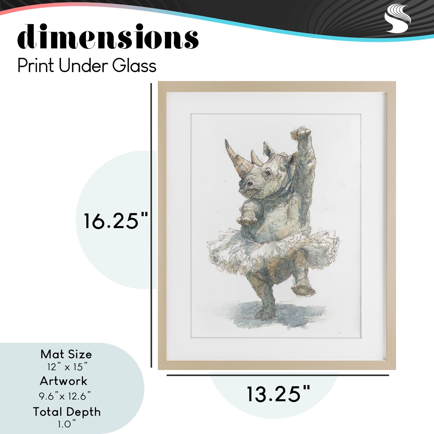 Stupell Industries Ballet Rhino Tutu Framed Print Under Glass, design by Ziwei Li