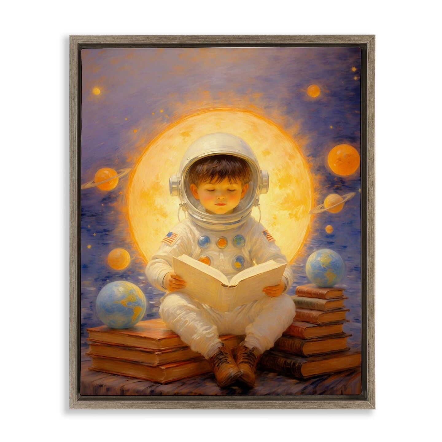 Stupell Industries Astronaut Child Learning Floating Frame, design by Angie Hawke