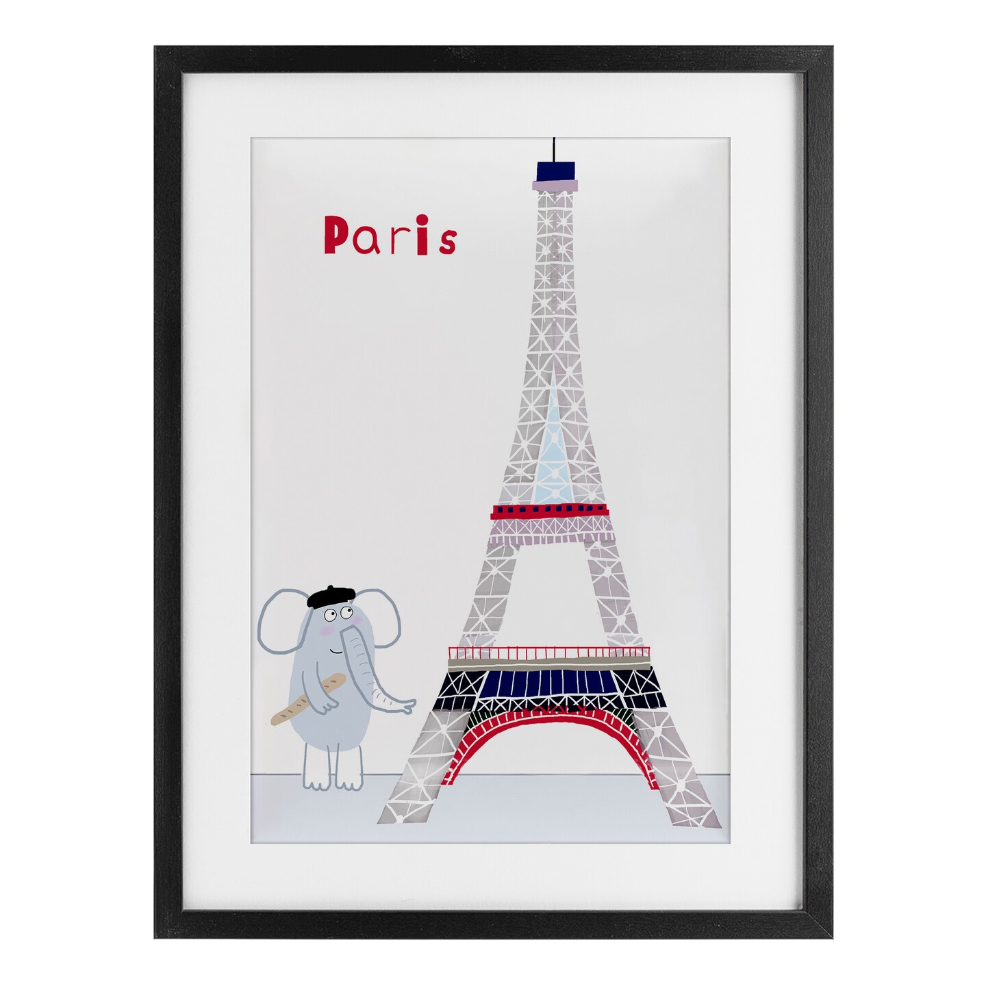 Stupell Industries Elephant & Eiffel Tower Framed Print Under Glass, design by Carla Daly