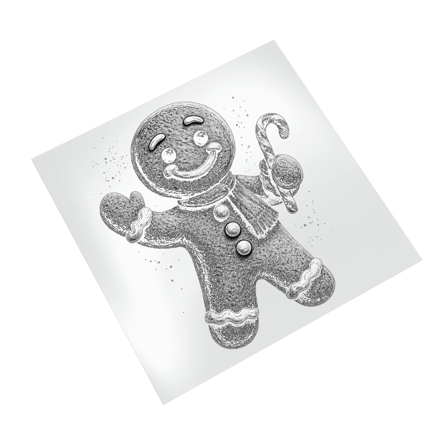 Christmas DTF Transfer - Halftone Gingerbread Man Ready to Press