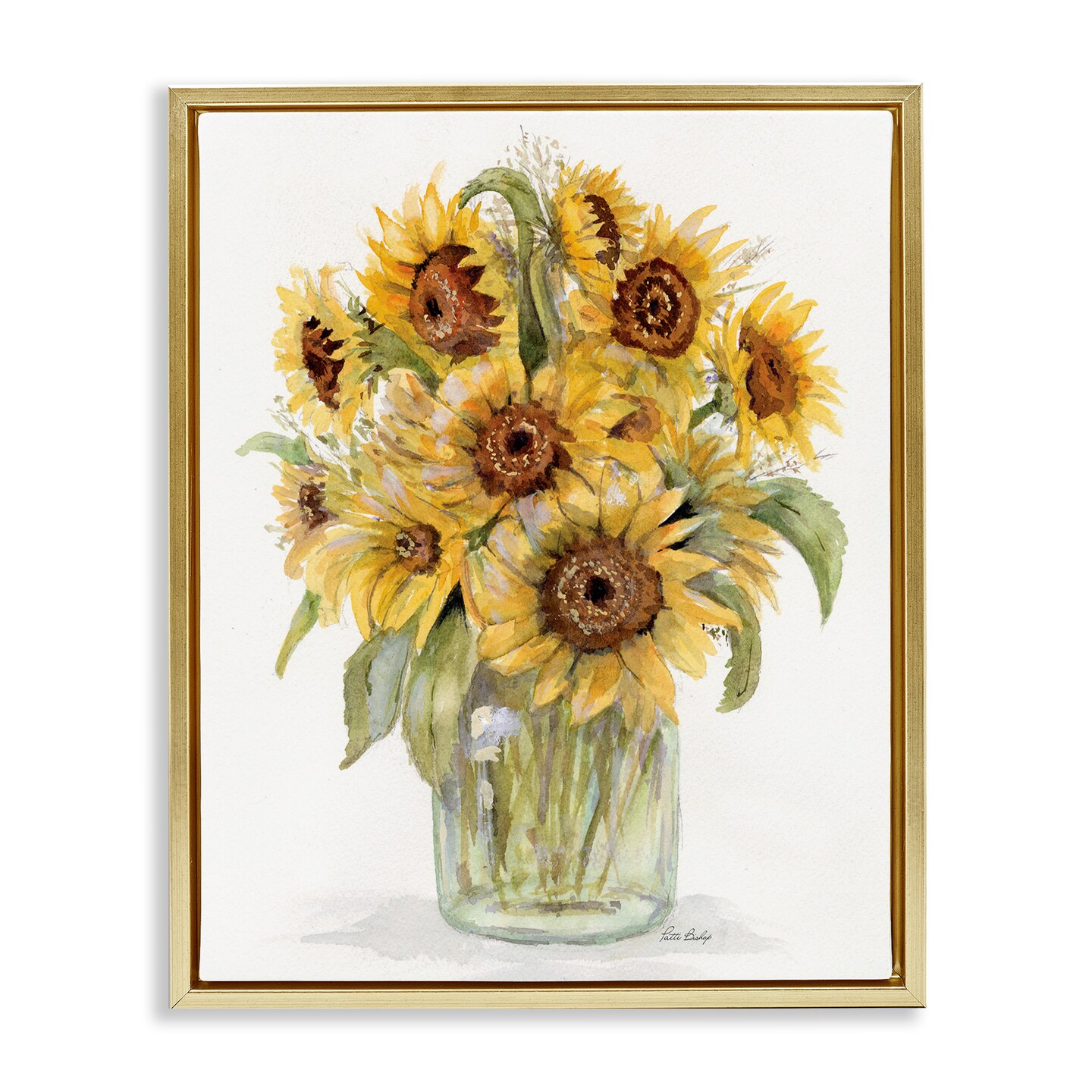 Stupell Industries Sunflower Bouquet in Watercolors Floating Frame, design by Patti Bishop