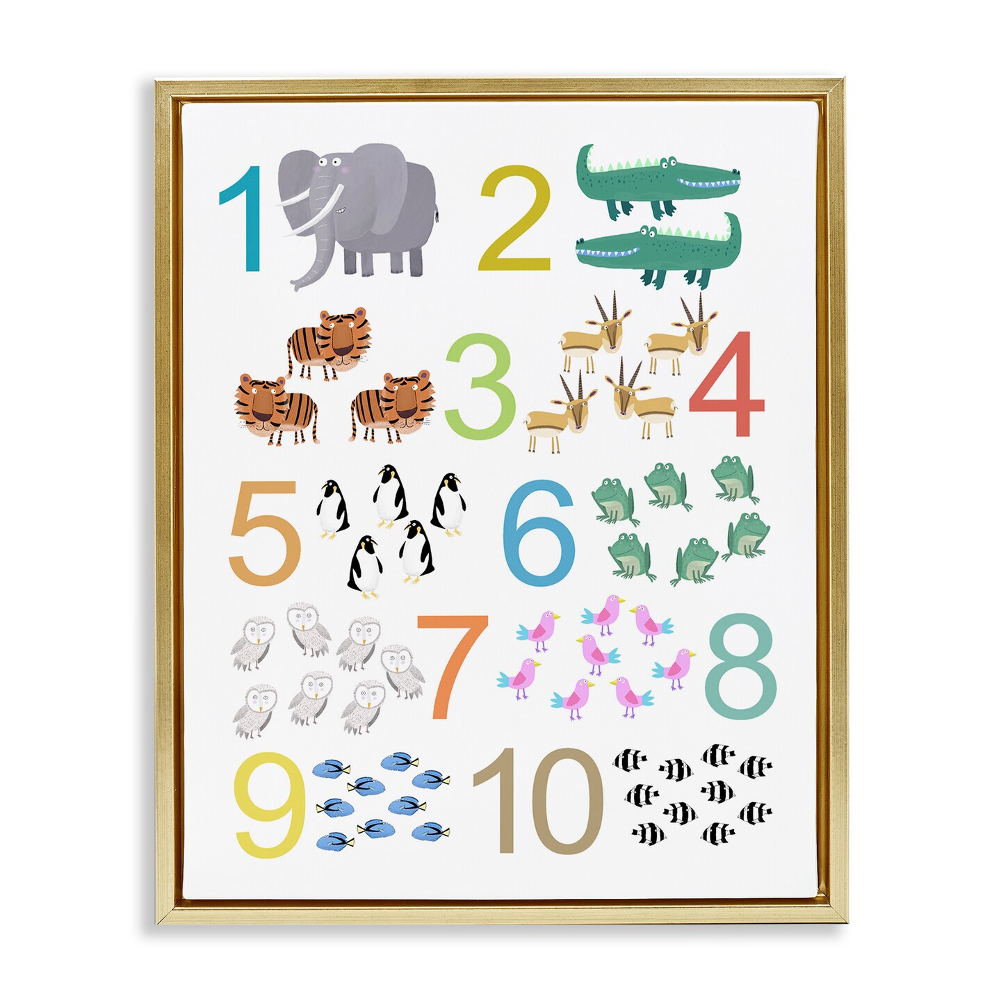 Stupell Industries Kid's Counting Animals Floating Frame, design by Carla Daly
