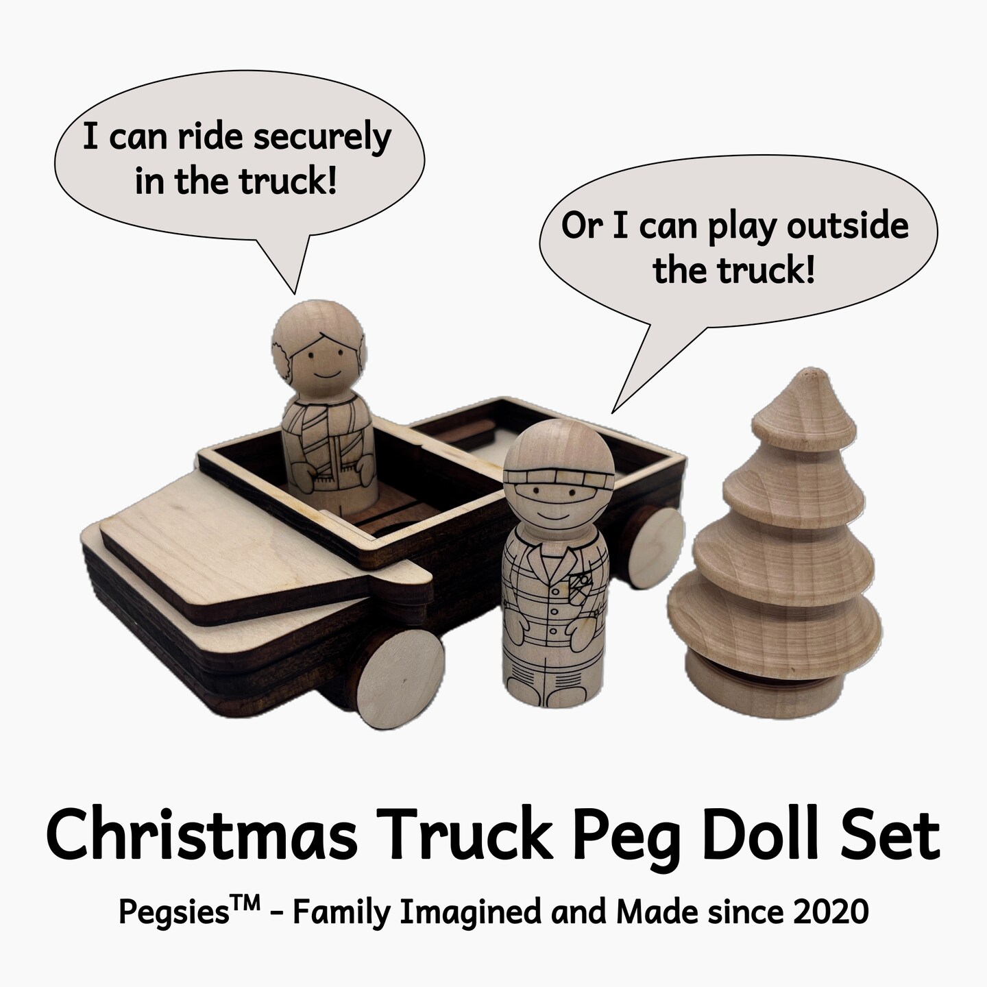 Christmas Truck Peg Doll Set by Pegsies&#x2122;