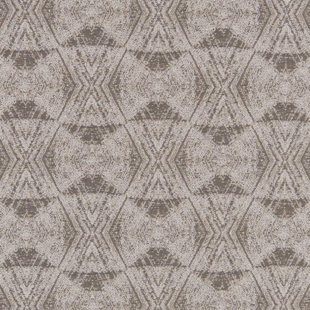 Grey Stain Resistant Performance Pet Friendly Abstract Diamond Global Woven Pattern Upholstery Fabric by The Yard - SKU: Johanna Flannel