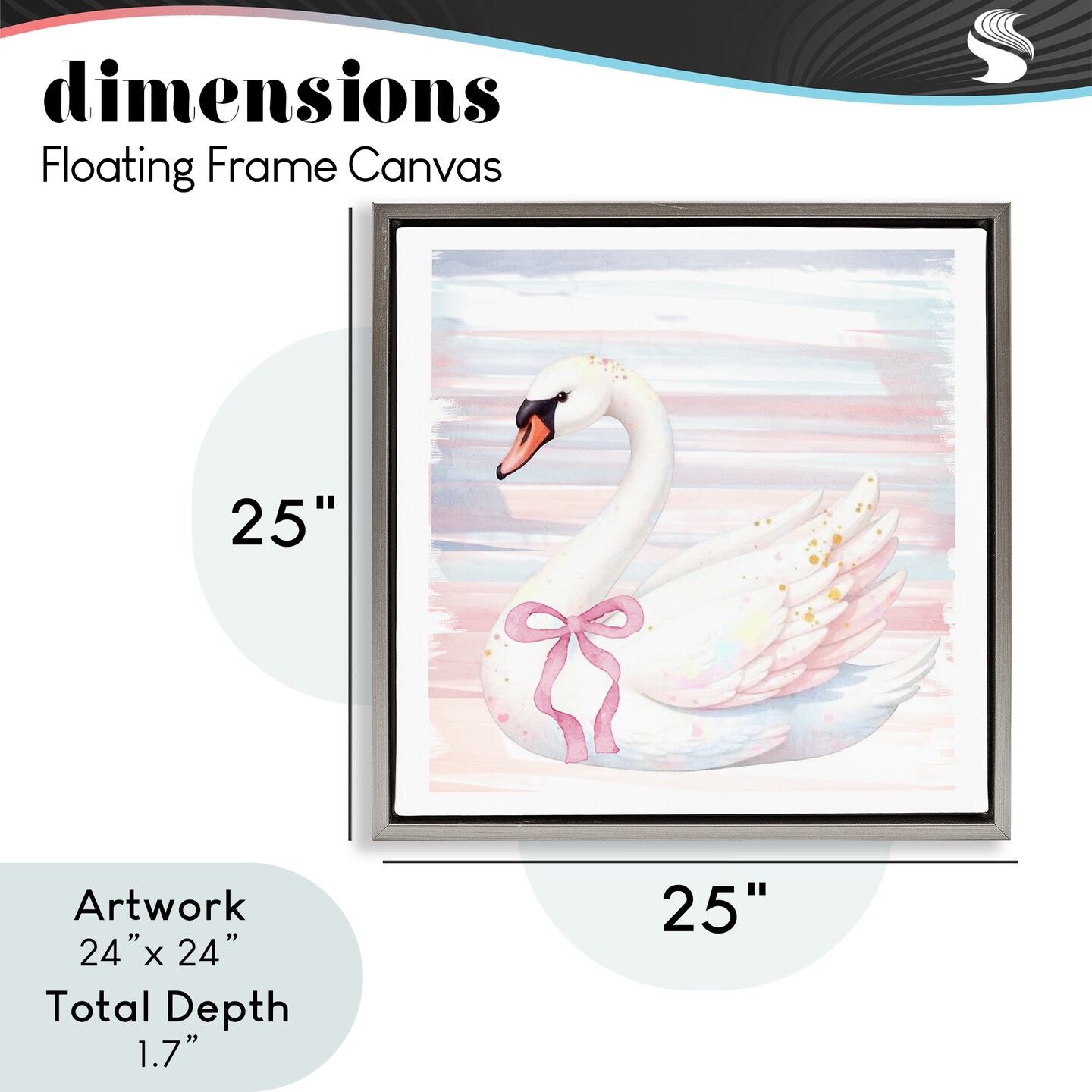 Stupell Industries Pastel Swan with Ribbon Floating Frame, design by Kim Allen