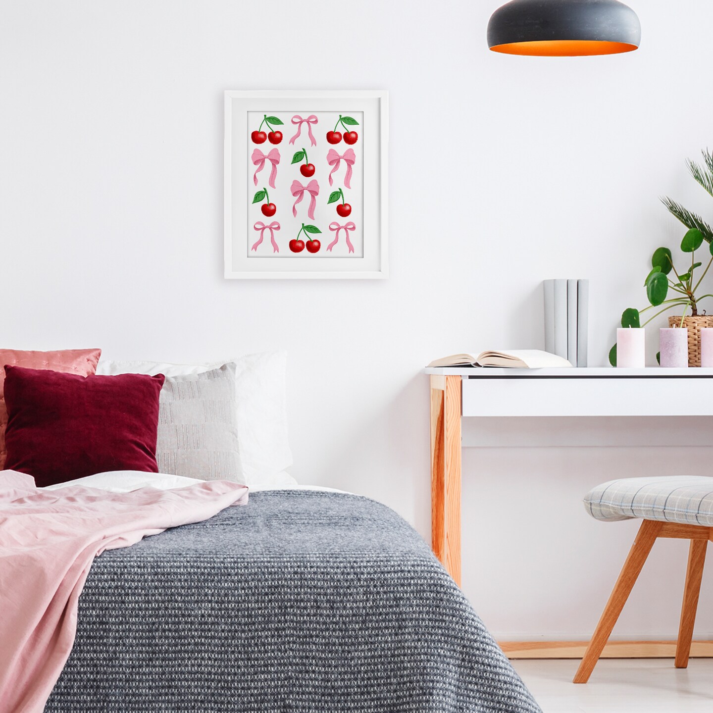 Stupell Industries Cherries & Bows Assortment Framed Print Under Glass, design by Marcus Prime