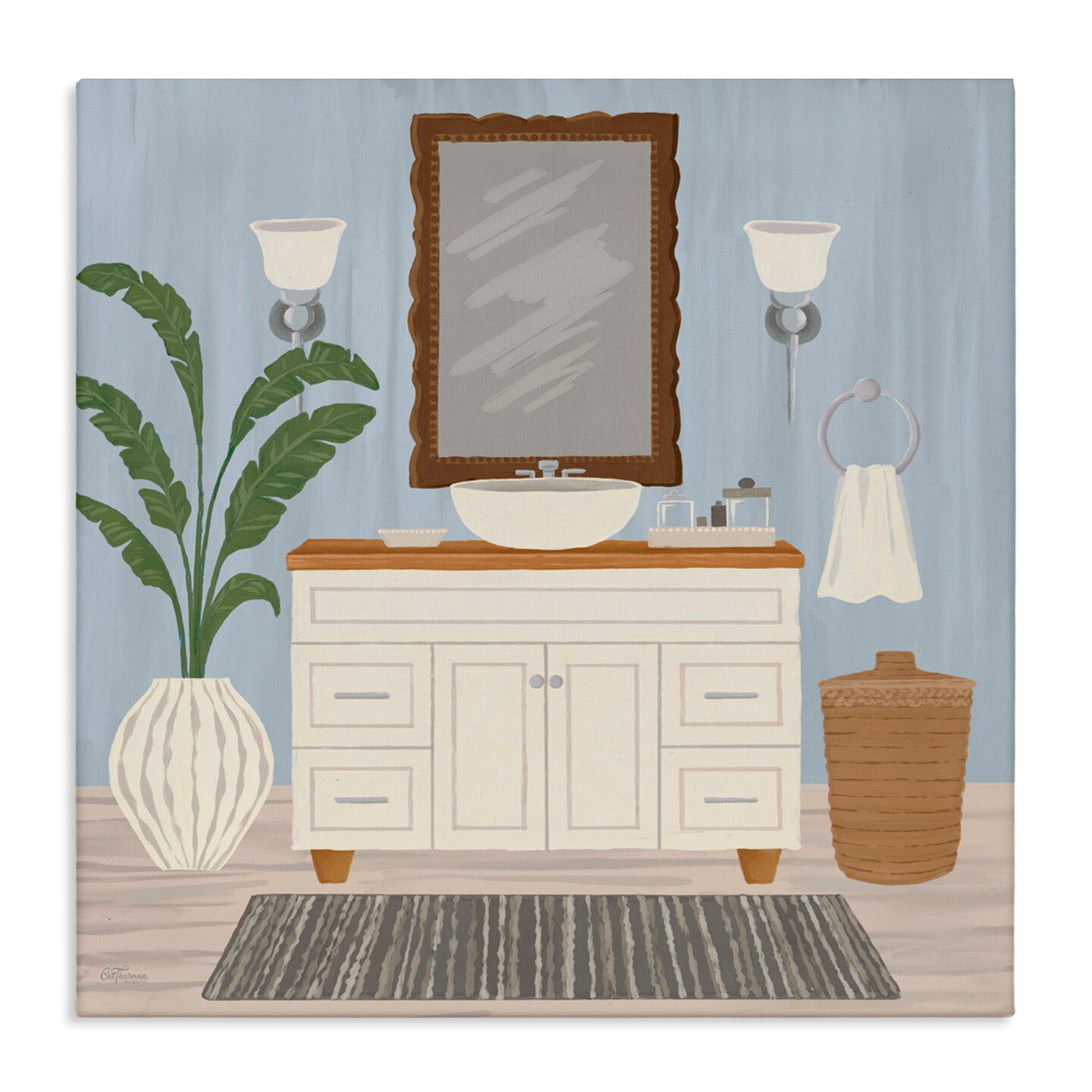 Stupell Industries Unwind and Refresh Bath Sink Canvas, design by Cat Thurman Designs