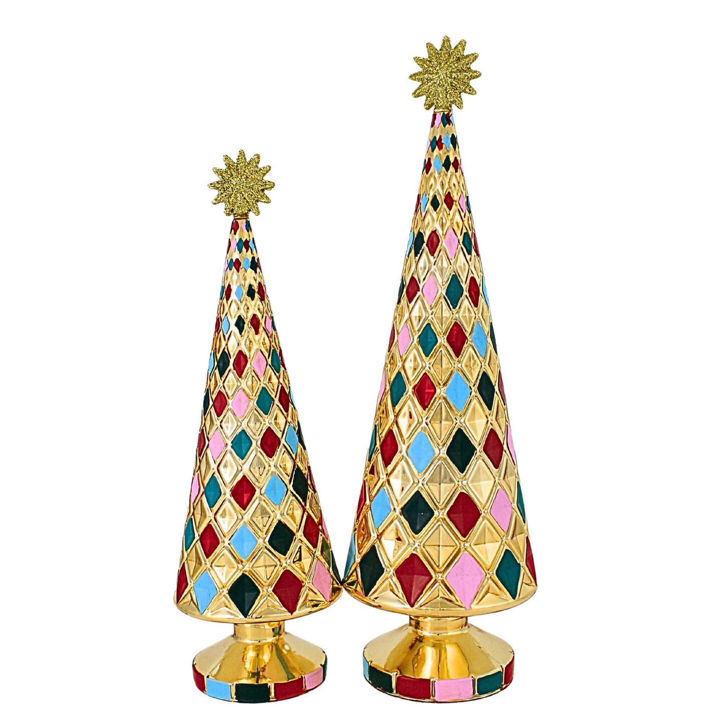 Cody Foster 14.5 Inch Stacked Diamond Trees Christmas Decorative Tree Set , Lightweight Christmas Decor Christmas
