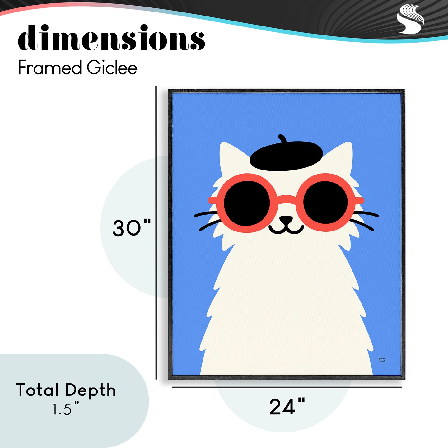 Stupell Industries Stylish French Cat Framed Giclee, design by Jessica Beck