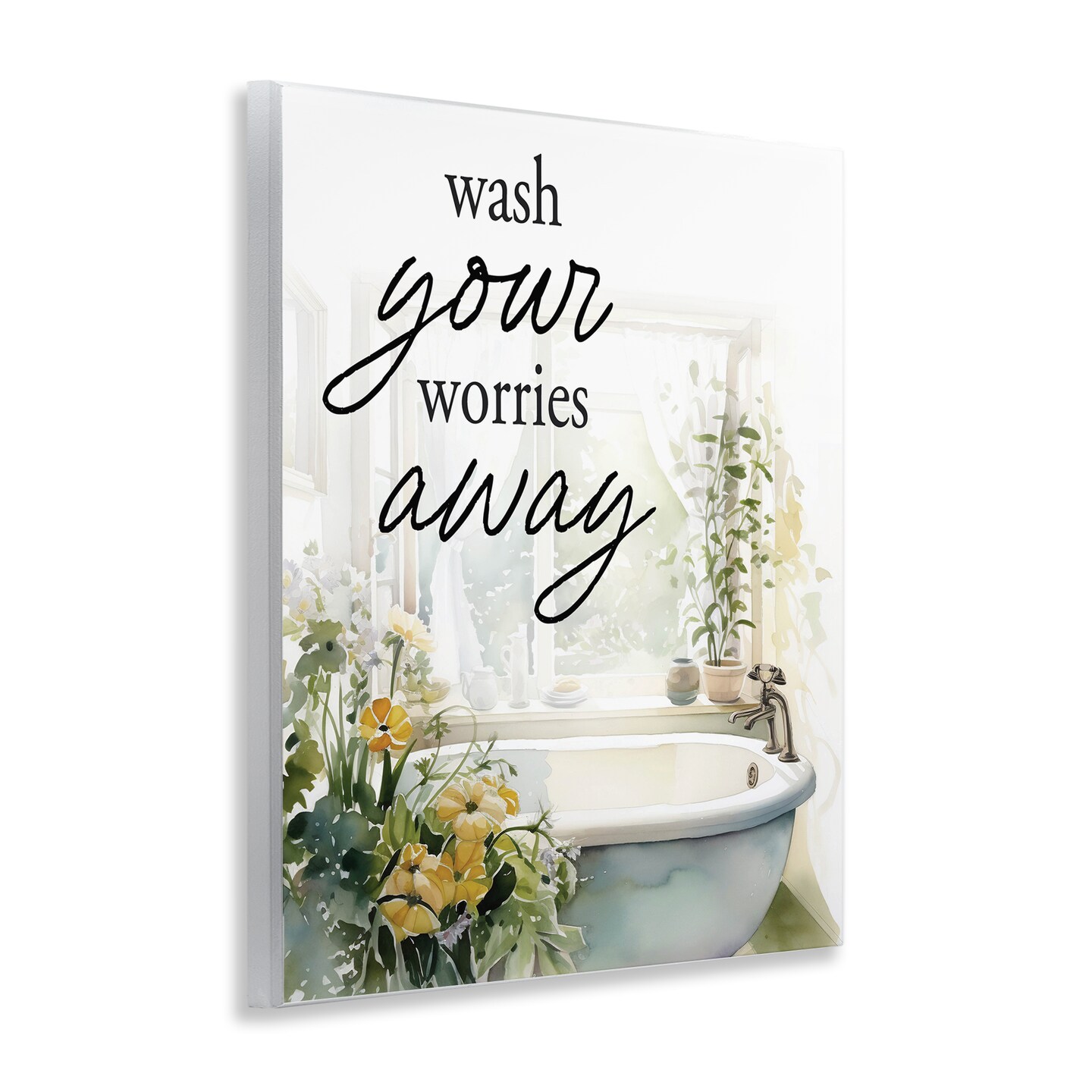 Stupell Industries Wash Worries Away Sunlit Bath Wall Plaque, design by Lettered and Lined