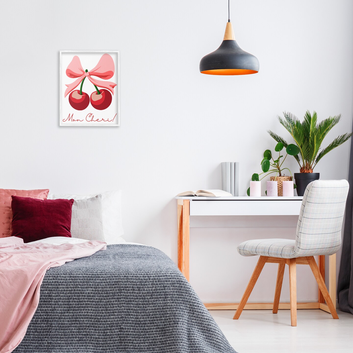 Stupell Industries Mon Cheri Bow Cherries Framed Giclee, design by Marcus Prime