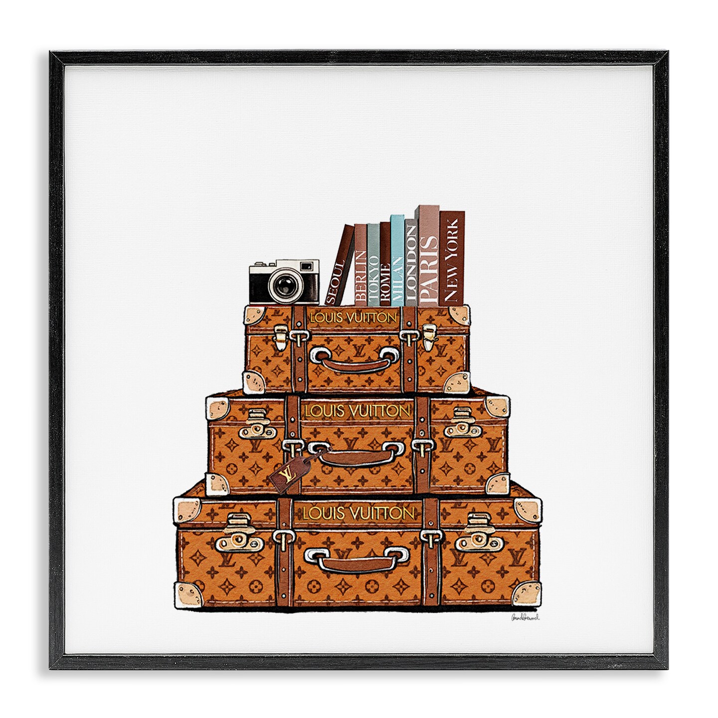 Stupell Industries Vintage Glam Luggage Stack Framed Giclee, design by Amanda Greenwood