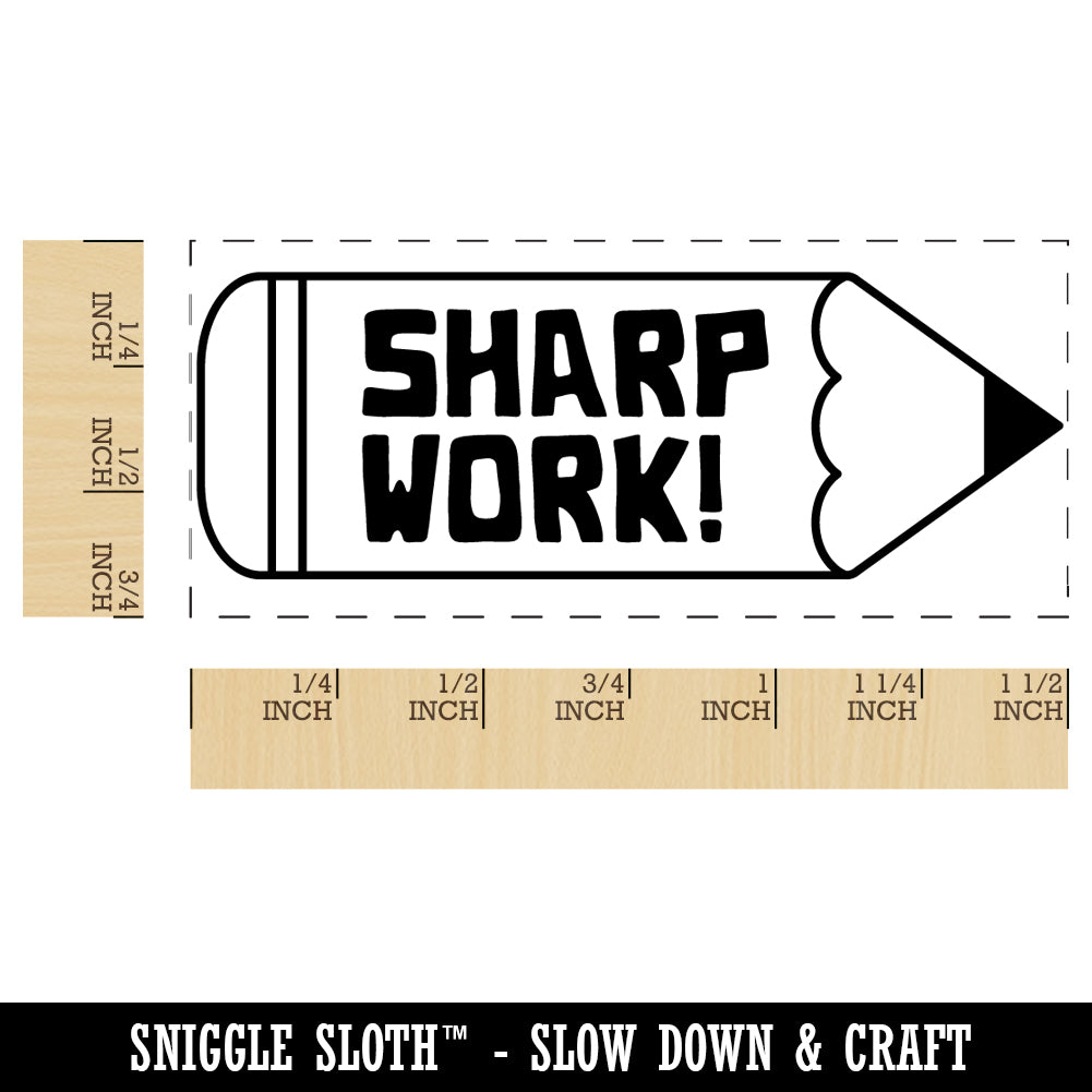 Sharp Work Pencil Teacher Student School Self-Inking Rubber Stamp Ink Stamper