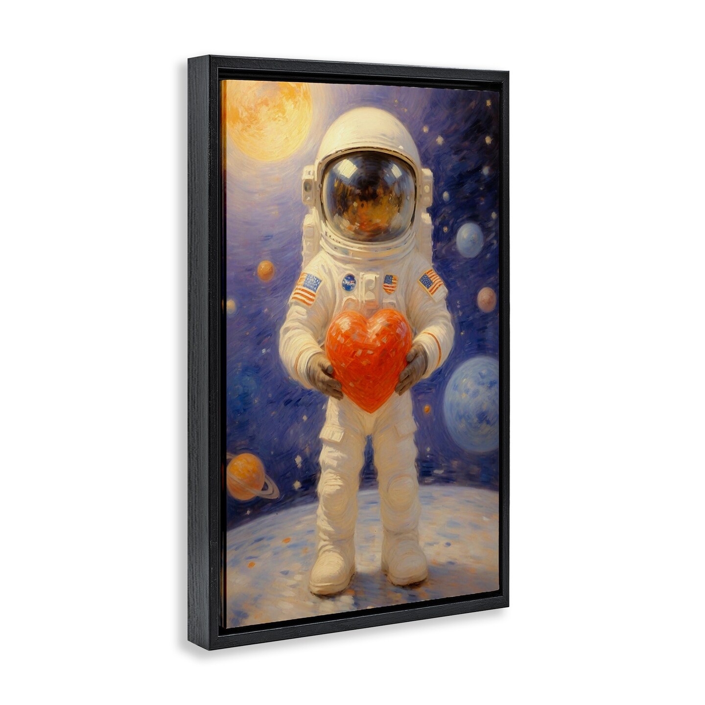 Stupell Industries Astronaut Holding Heart Floating Frame, design by Angie Hawke