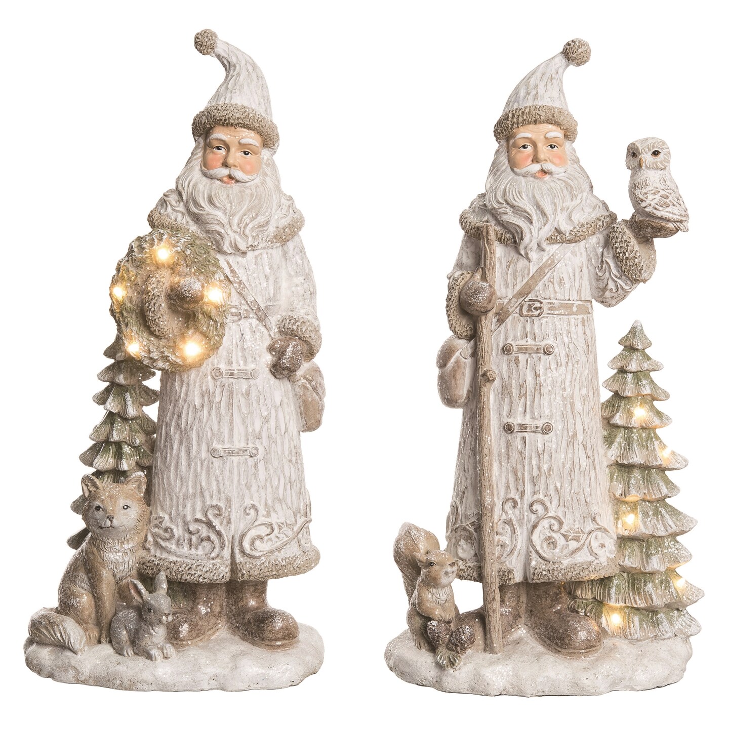 Light Up Forest Santa Figurine Set of 2 Resin Christmas Decor | Michaels