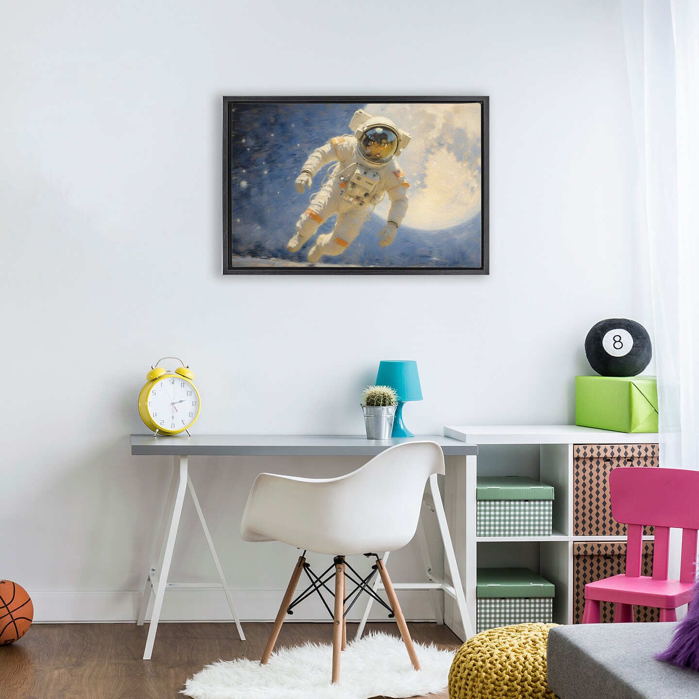 Stupell Industries Astronaut in Vast Galaxy Floating Frame, design by Angie Hawke