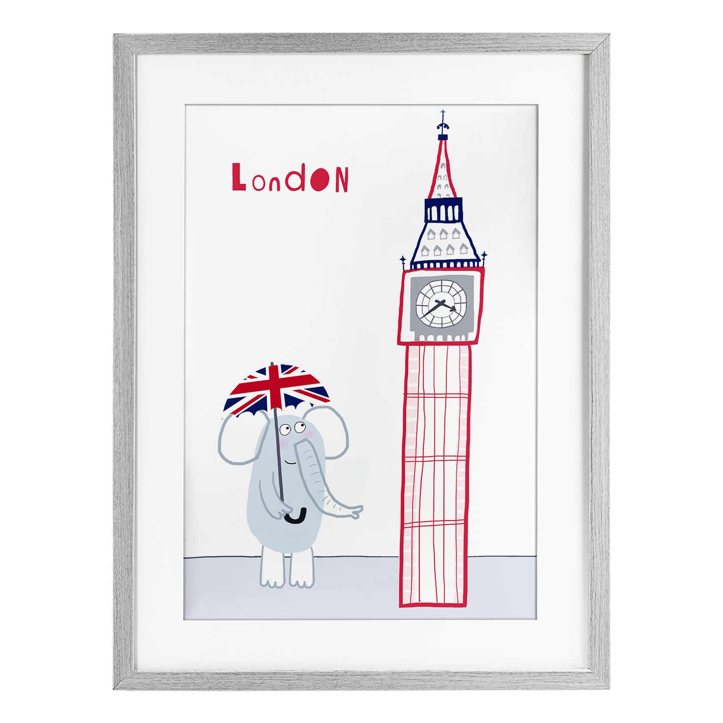 Stupell Industries Elephant & Big Ben London Framed Print Under Glass, design by Carla Daly
