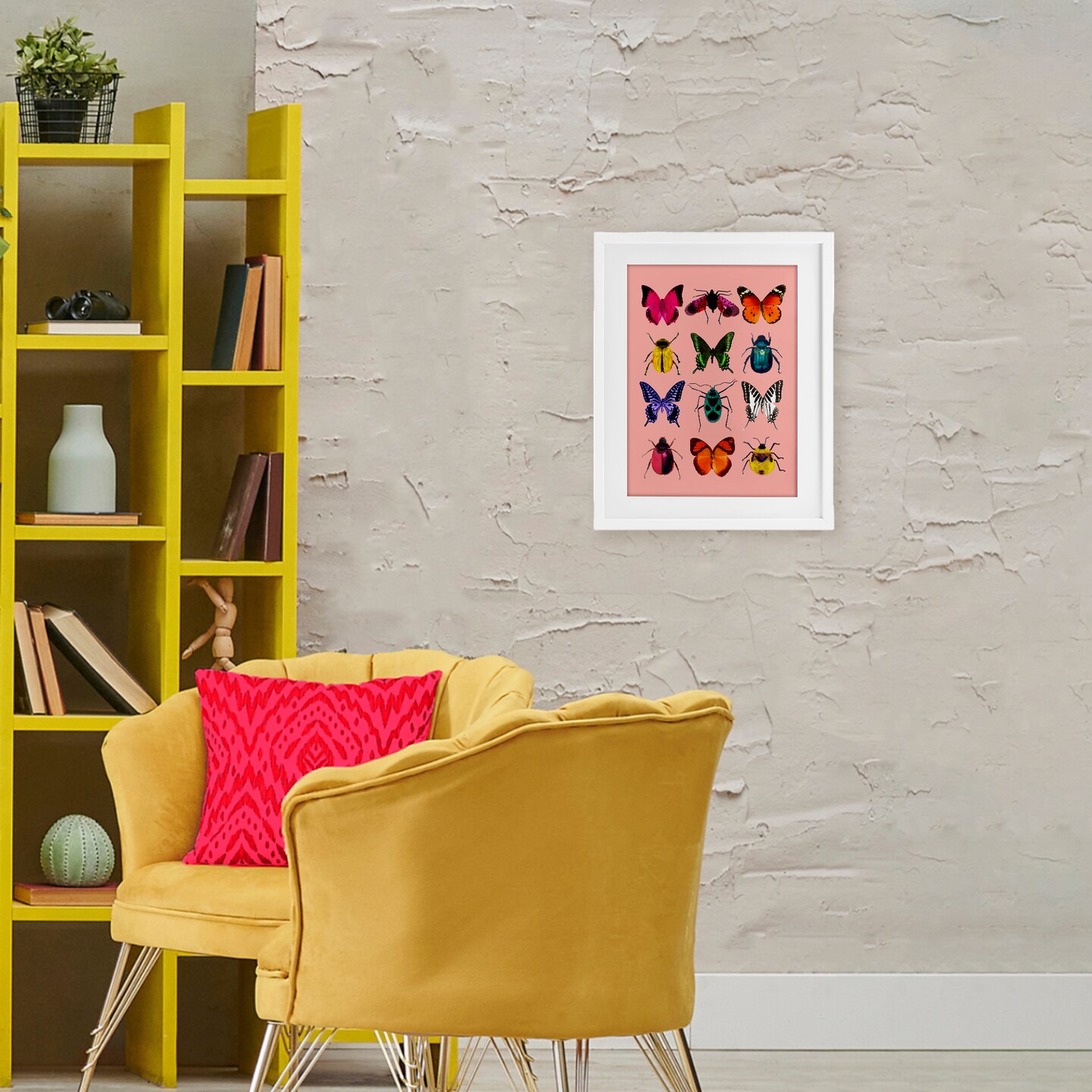 Stupell Industries Colorful Bug Species on Pink Framed Print Under Glass, design by LISH Creative