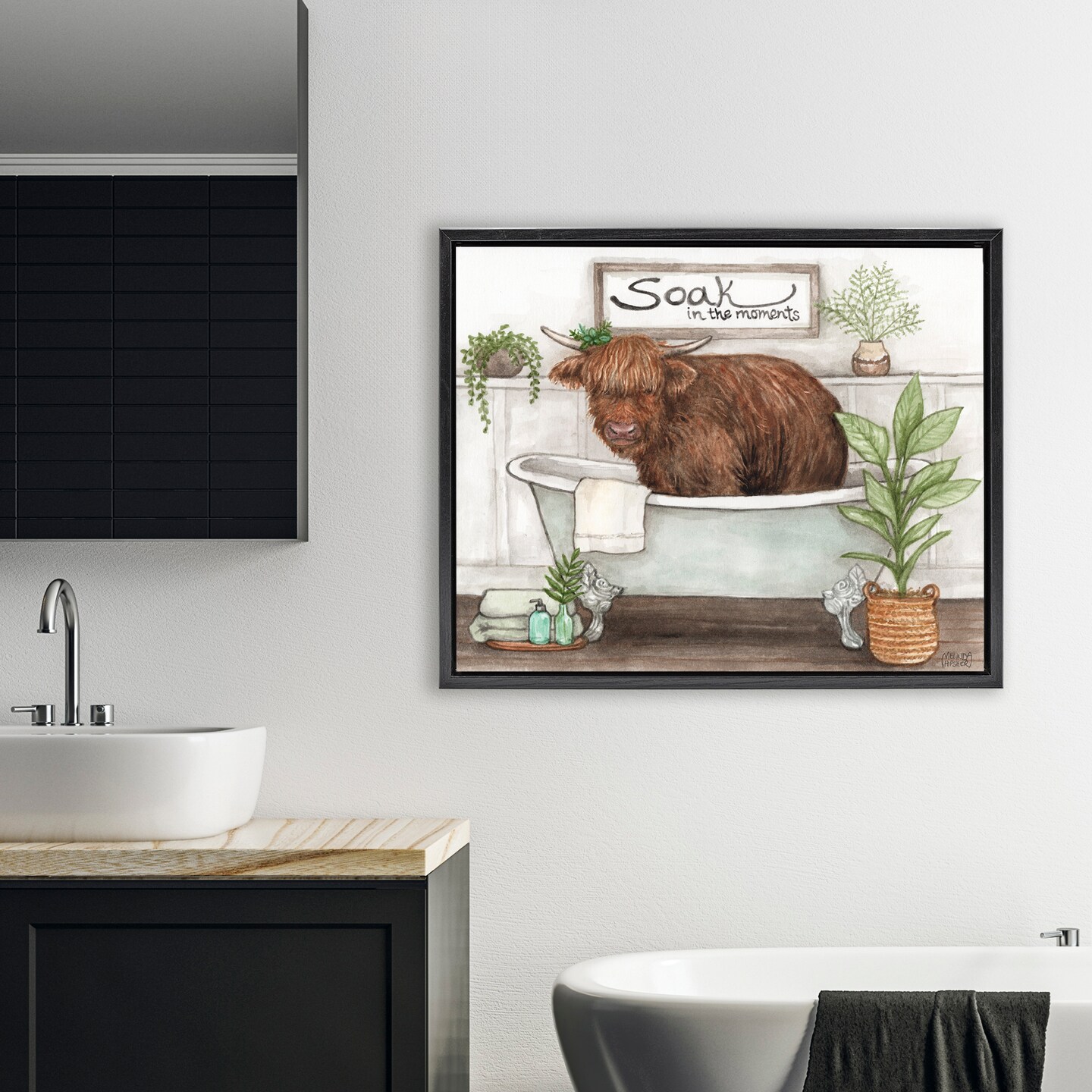 Stupell Industries Soak In Moments Cattle Floating Frame, design by Melinda Hipsher