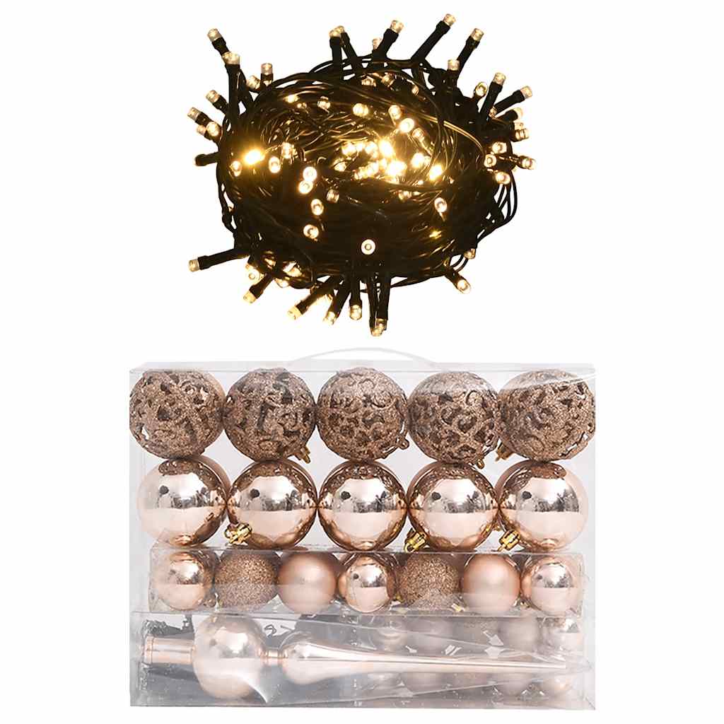 vidaXL Christmas Ball Set Set of 61 Various Rose Gold Finishes