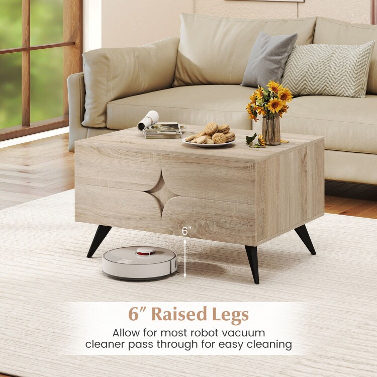 Modern Farmhouse Coffee Table with Storage Compartment for Home