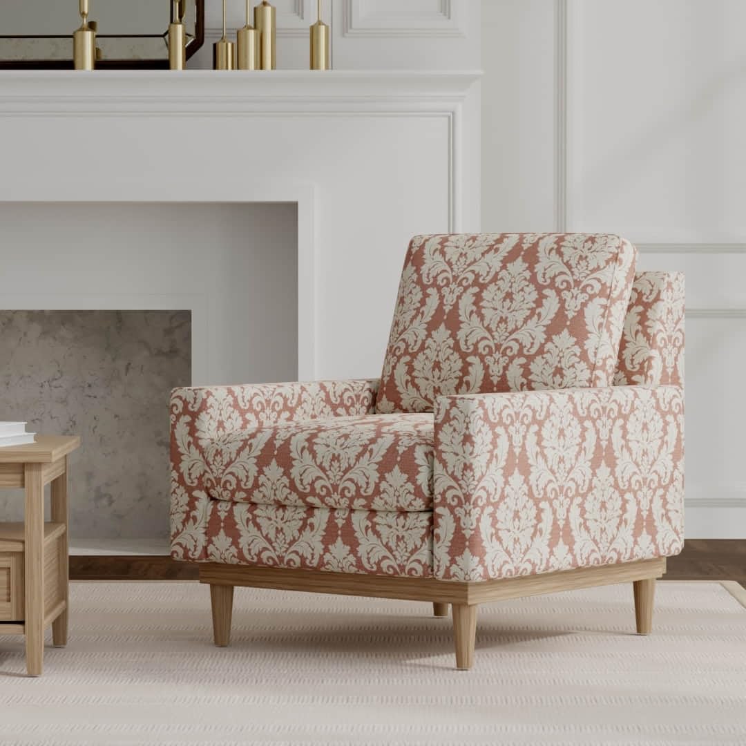 Red Damask Woven Pattern Upholstery Fabric by The Yard - SKU: Huey Ruby