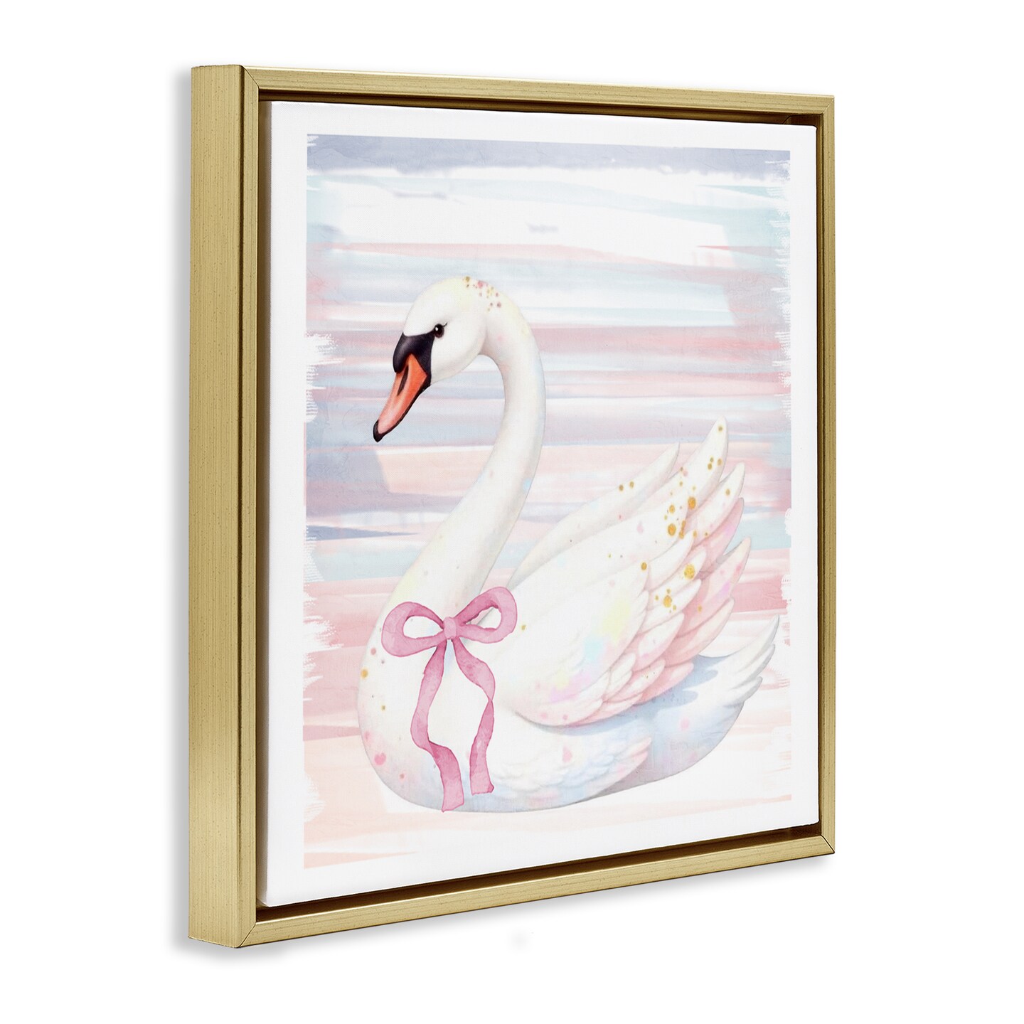 Stupell Industries Pastel Swan with Ribbon Floating Frame, design by Kim Allen
