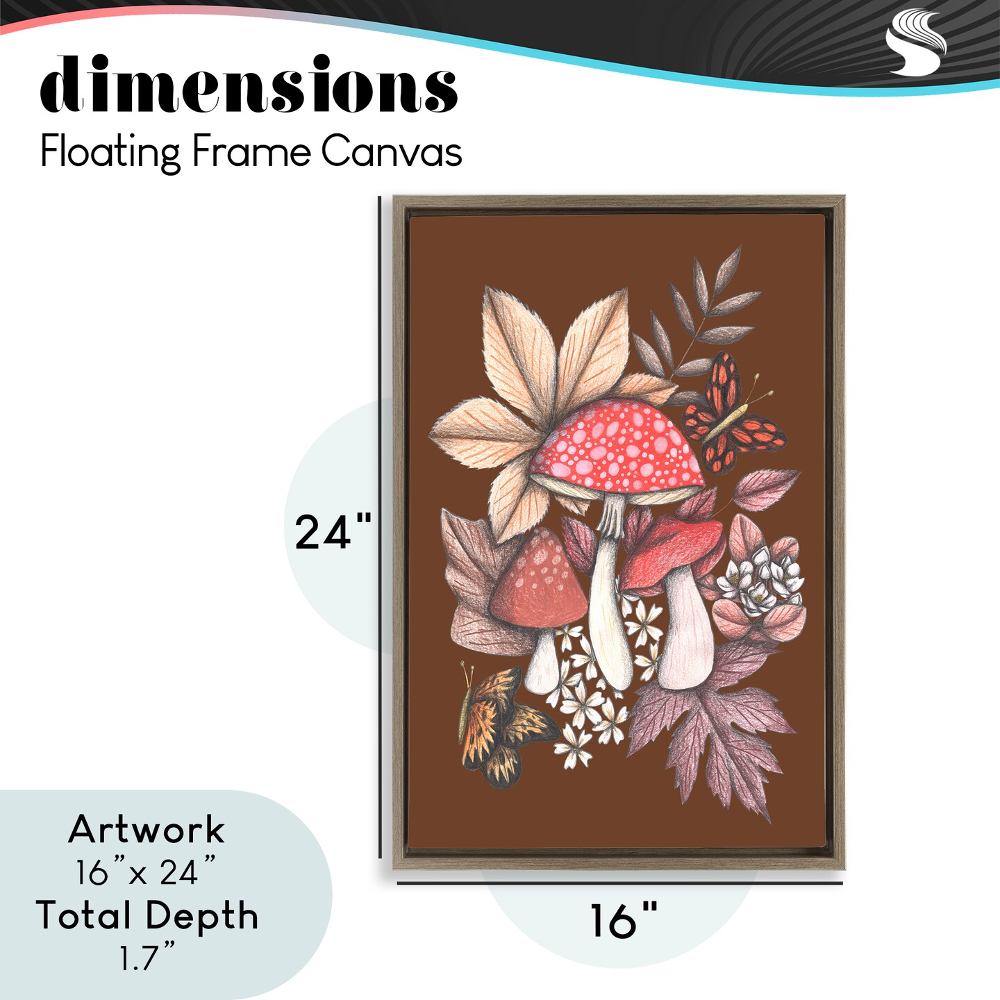 Stupell Industries Autumnal Mushrooms Magic Floating Frame, design by Cecilia Battaini