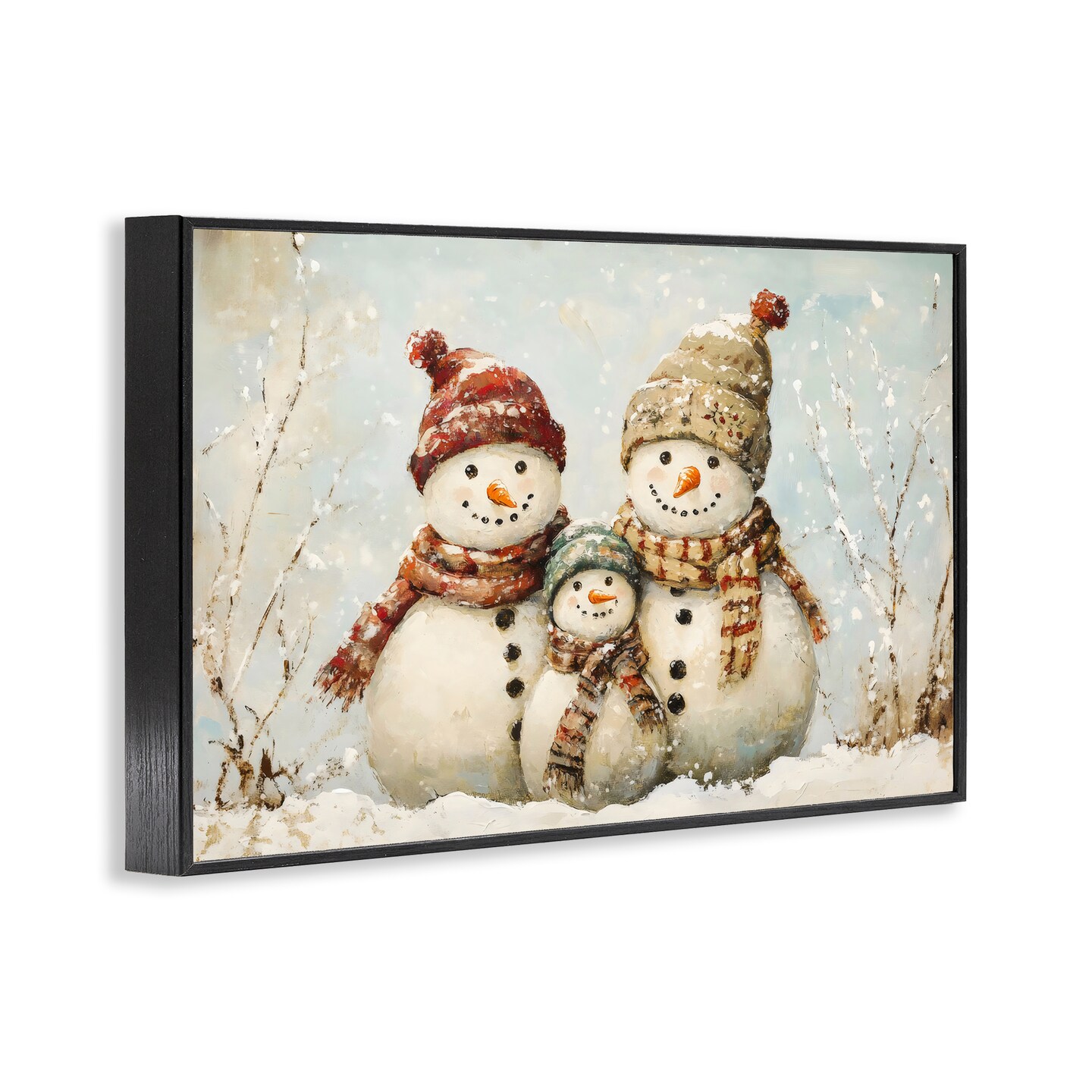 Stupell Industries Snowman Family Of Three Framed Giclee, design by Petal Prints Design