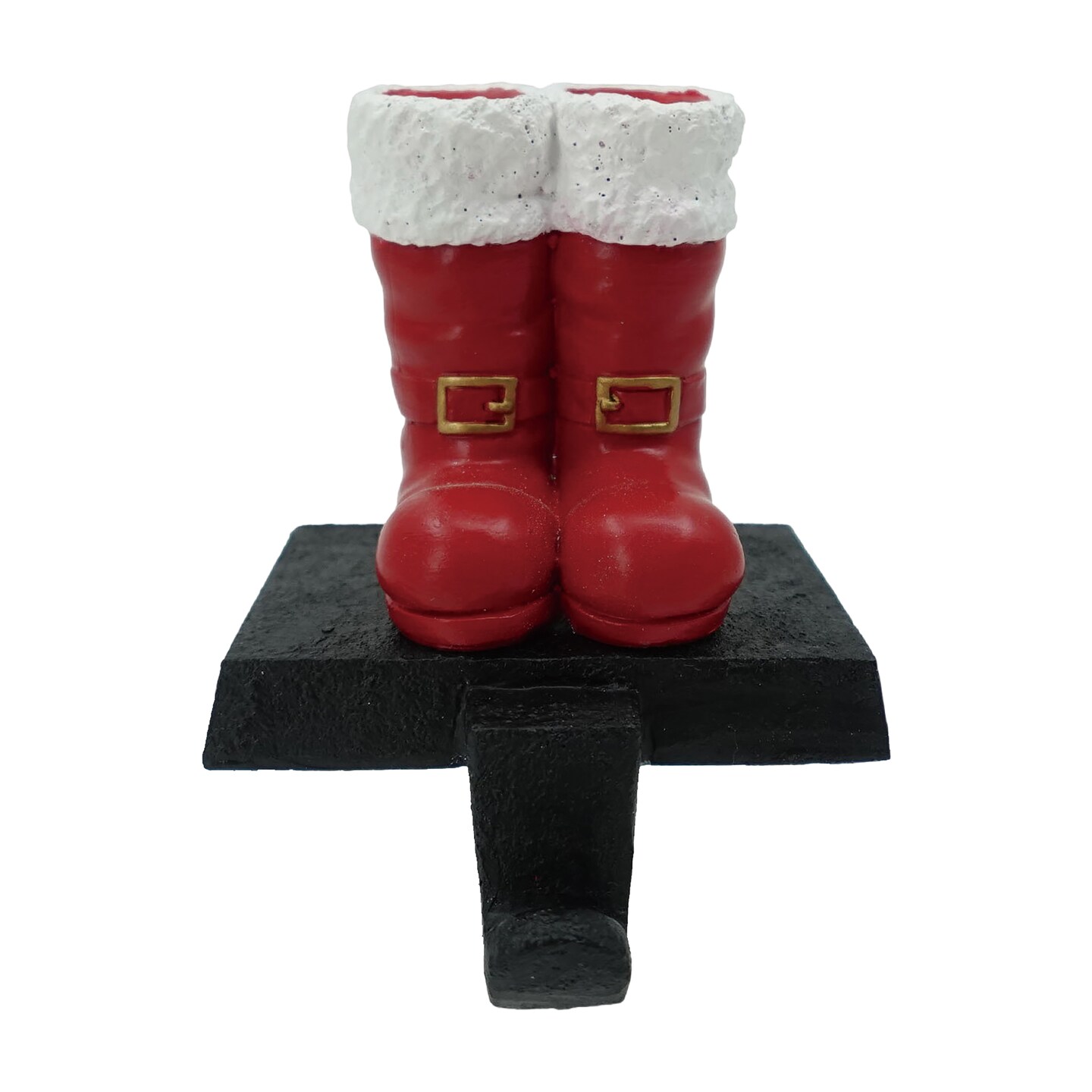 Red Resin Christmas Boots Stocking Holder for Mantel Decor