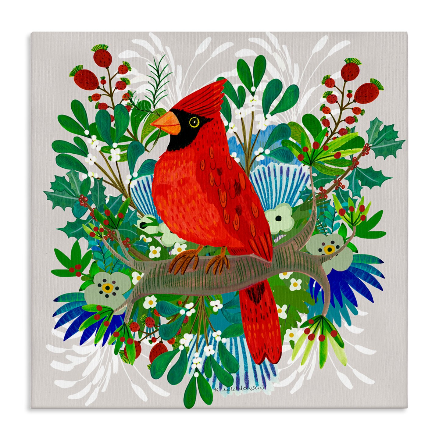 Stupell Industries Christmas Nestings Cardinal Canvas, design by Kay Widdowson