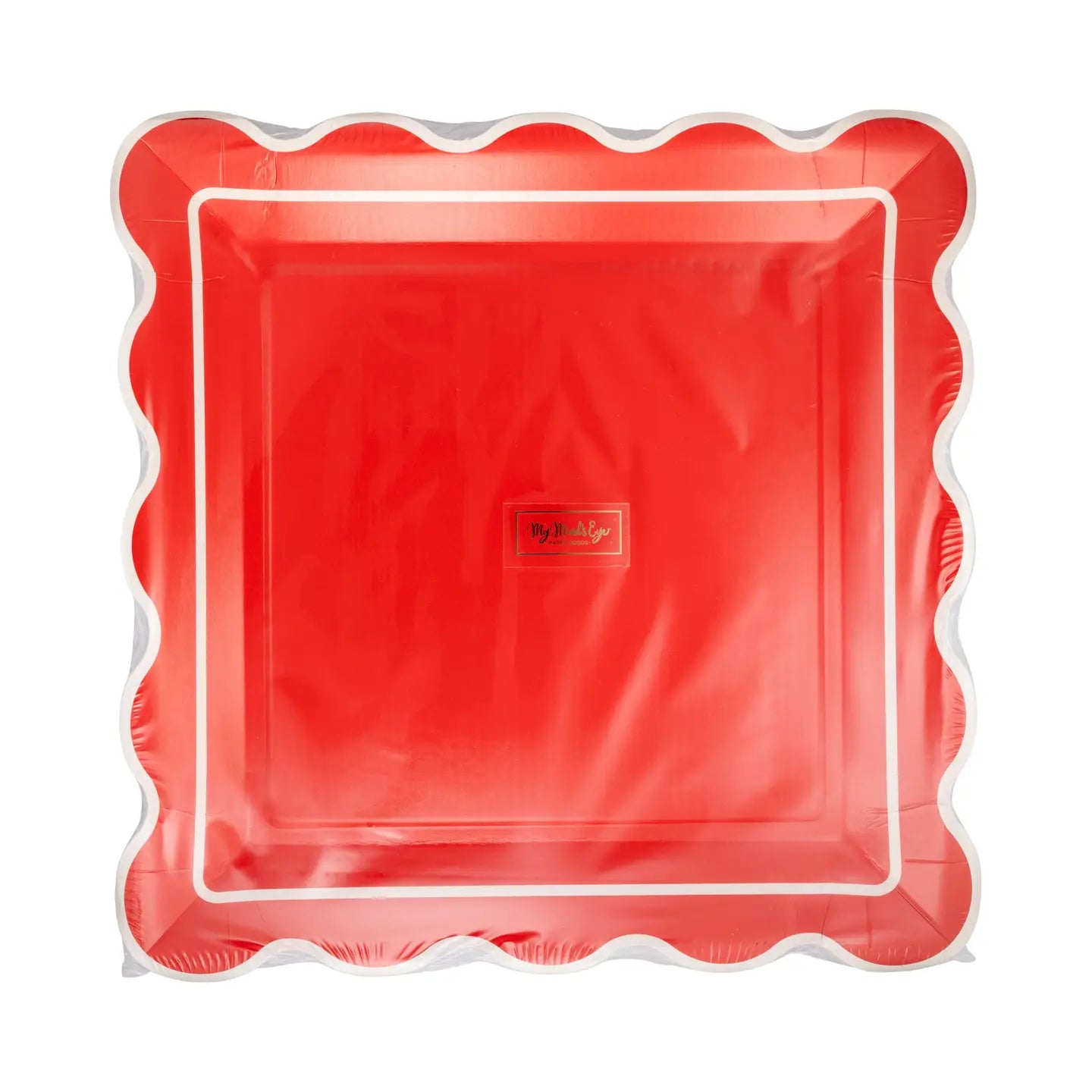 Red Scalloped Paper Plates – 10" Square Party Plates (8 Pack)