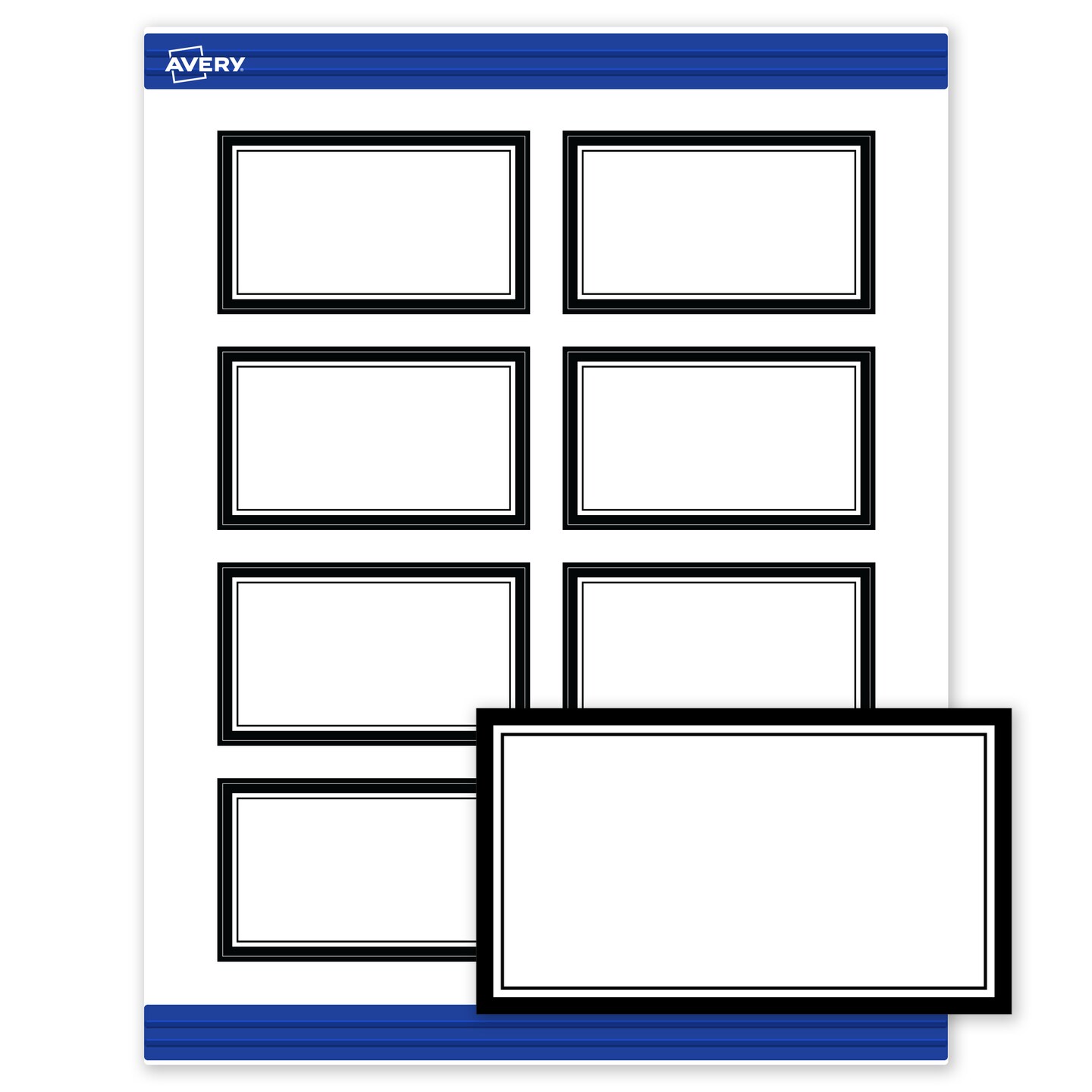Avery Printable Rectangle Cards, Sure Feed Technology, 2" x 3.5", Matte White with Double Black Border Design, Laser & Inkjet Compatible, 80 Total, Great for Branding, Weddings, and More