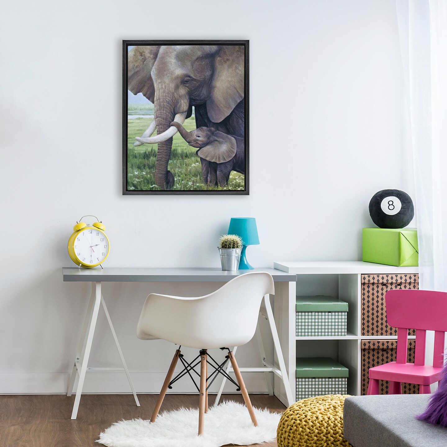Stupell Industries Baby Elephant And Mother Floating Frame, design by James Corwin