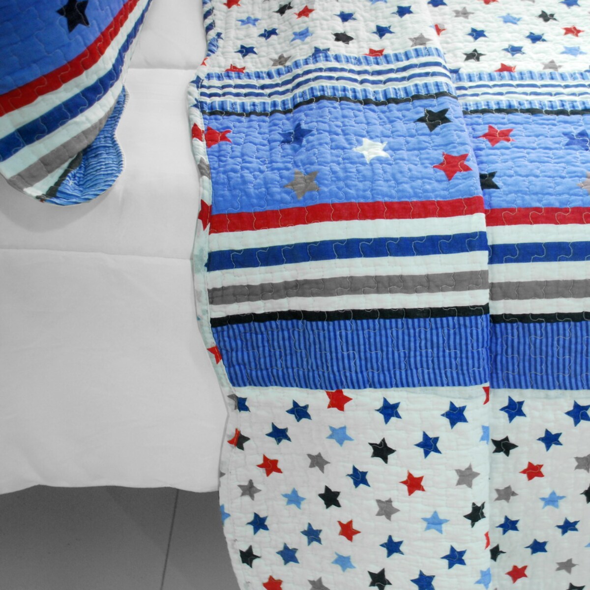 Reversible Full/Queen Cotton Quilt Set 3PC Pre-Washed with Shams