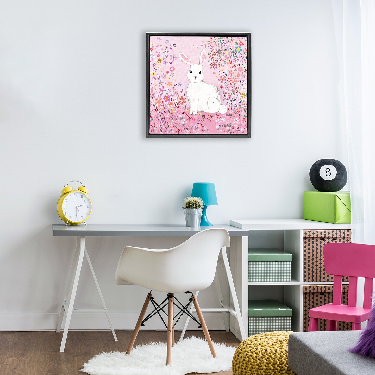 Stupell Industries Playful Flopsy Floral Rabbit Floating Frame, design by Clare Tupper