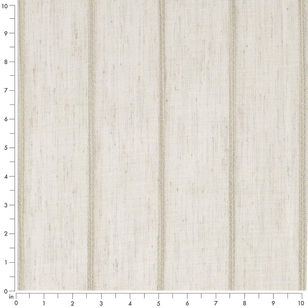 Natural Embroidery Stripe Linen Look Sheer Upholstery Fabric by The Yard - SKU: Laura Taupe