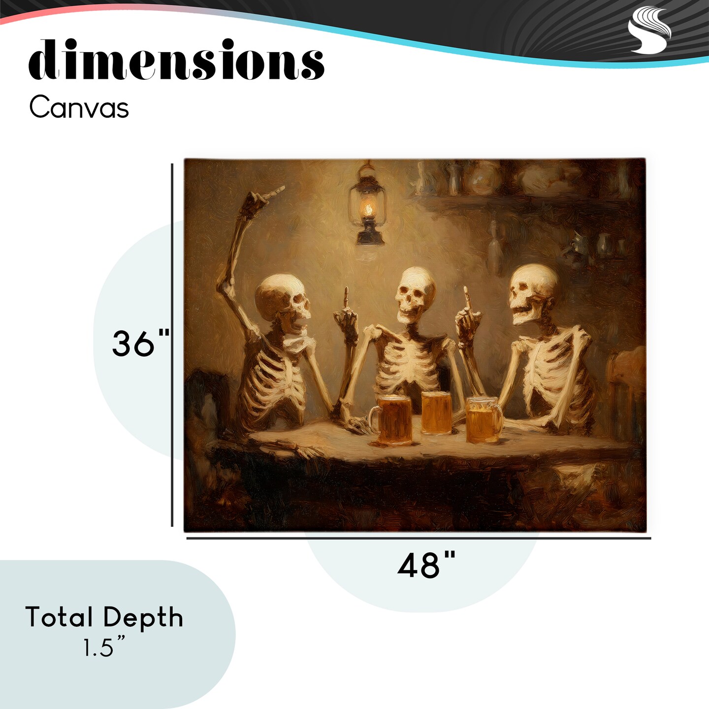 Stupell Industries Skeletons Drinking at Tavern Canvas, design by Arlington Prints