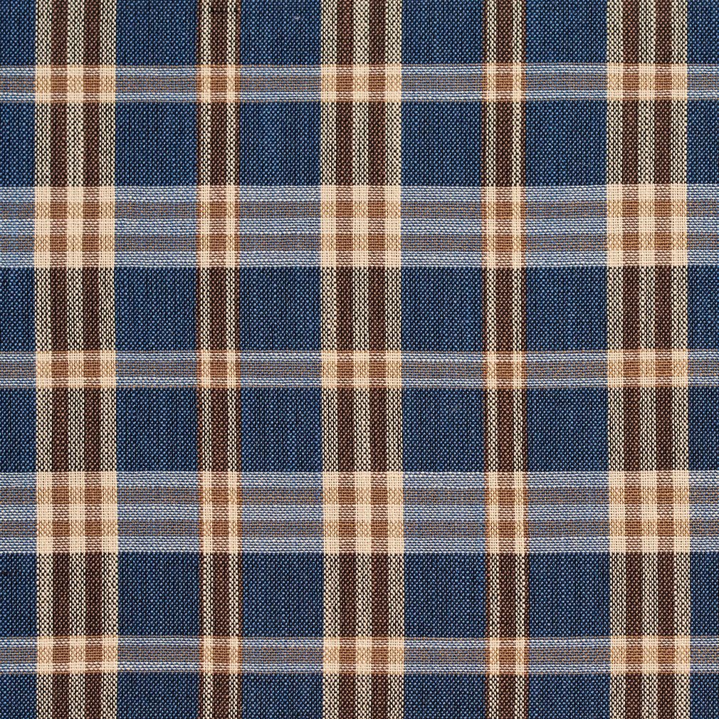 Blue Plaid Linen Look Woven Pattern Upholstery Fabric by The Yard - SKU: Helix Indigo